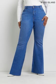 River Island Blue Denim Bright Comfort Shape Flare Jaremi Jeans (U64450) | $73