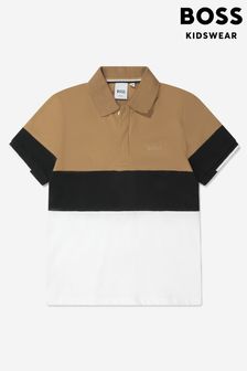 BOSS Brown Striped Boys Branded Polo Shirt (U64623) | AED421 - AED477