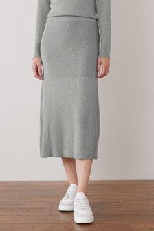 Grey Fine Knitted Skirt Coord Set (U65157) | 824 UAH