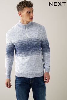 Blue Ombre Zip Neck Jumper (U65173) | kr417