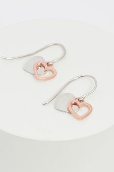 Rosé/Silber - Ohrringe mit Herzanhängern in Sterlingsilber und Rotgoldbeschichtung (U65328) | 26 €