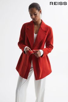 Reiss Red Amalia Belted Blindseam Short Coat (U65518) | ₪ 2,391