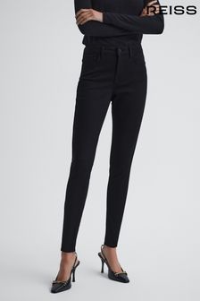 Reiss Black Lux Mid Rise Skinny Jeans (U65565) | OMR71