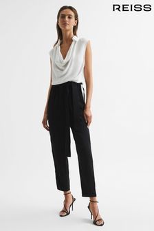 Reiss Black/Ivory Allie Regular Colourblock Shirt Jumpsuit (U65614) | SGD 656