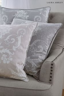 Laura Ashley Steel Grey Josette Woven Velvet Cushion (U65679) | Kč2,180