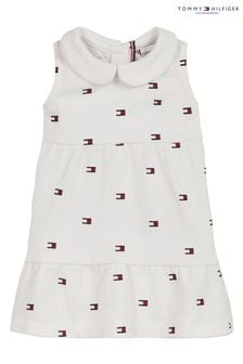 Tommy Hilfiger Baby White Printed Flag Dress (U65733) | $91
