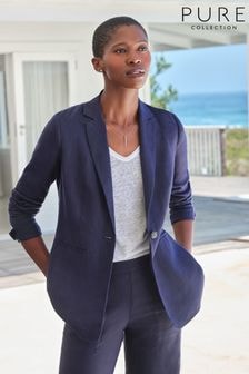 Pure Collection Blue Laundered 100% Linen Blazer (U65972) | $231