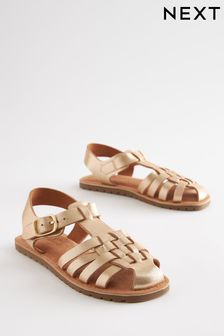 Gold Shimmer Leather Fisherman Sandals (U66112) | €11.50 - €13