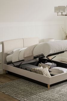 Tweedy Plain Light Natural Hove Upholstered Ottoman Storage Bed Frame (U66401) | €775 - €900