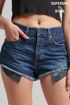 Superdry Blue Vintage High Rise Cut Off Womens Shorts (U66411) | €20