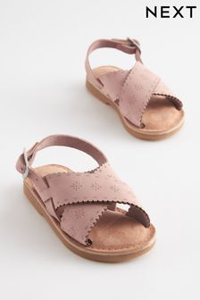 Pink Leather Cross Strap Sandals (U66534) | €14 - €18