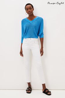 Phase Eight Hailee Long White Topstitch Skinny Jeans (U66582) | ₪ 394