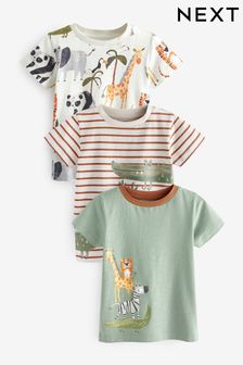 Khaki Green Safari Short Sleeve Character T-Shirts 3 Pack (3mths-7yrs) (U66676) | $42 - $51