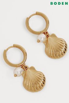 Boden Gold Tone Shell Hoop Earrings (U66957) | $77
