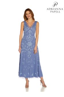 שמלה בארוך הקרסול עם חרוזים בצבע כחול של Adrianna Papell (U67016) | ‏1,392 ₪