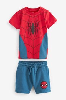  (U67086) | HK$148 - HK$183 Spider-Man紅色／藍色 - T恤和短褲授權套裝 (3個月至8歲)