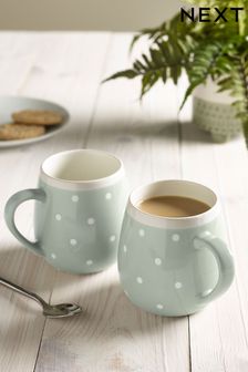 Set of 2 Sage Green Elsie Mugs (U67525) | $19
