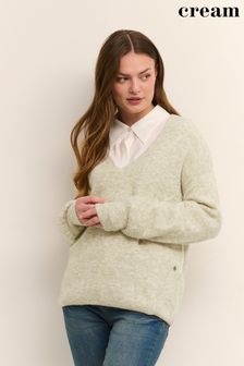 Cream Merle V-Neck Knit Pullover Jumper (U67552) | 87 €