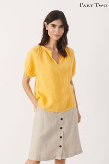 Part Two Yellow Popsy Short Sleeve Blouse (U67578) | ₪ 326