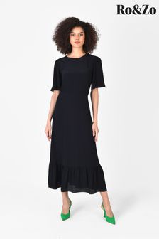 Ro&Zo - Black Angel Sleeve Midi Dress (U67639) | 114 €