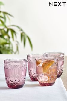 Pink Amelia Pink Set of 4 Short Tumbler Glasses (U67663) | €20