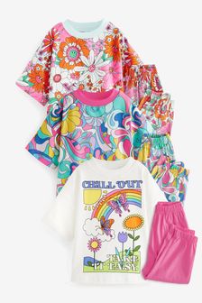 Multi Bright 70s floral Jogger Pyjamas 3 Pack (9mths-8yrs) (U67672) | €30 - €37