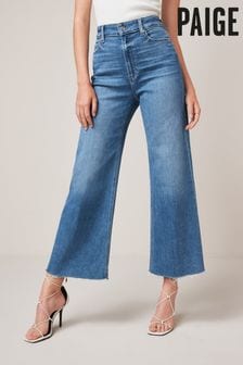 Paige Anessa Blue Wide Leg Raw Hem Jeans (U67728) | $428