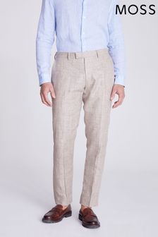 MOSS Tailored Fit Oatmeal Linen Suit: Trousers