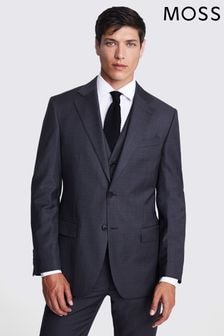 MOSS x Cerutti Charcoal Grey Tailored Fit Texture Suit Jacket (U67929) | $444