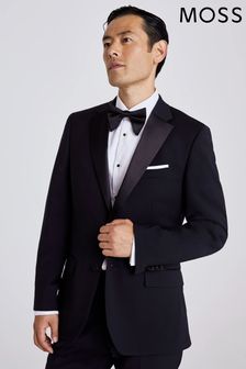 MOSS Black Tailored Fit Performance Dresswear Notch Suit: Jacket