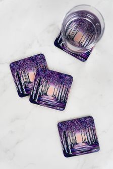 Steven Brown Art Set of 4 Purple Forest Coasters (U68033) | kr260