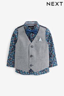 Chambray Blue Waistcoat Set With Shirt & Bow Tie (3mths-7yrs) (U68262) | €12 - €12.50