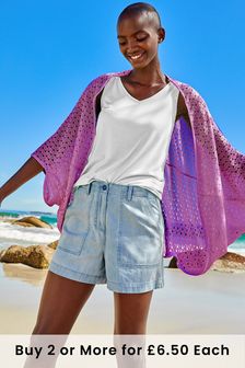 Purple Crochet Long Sleeve Longline Cardigan (U68421) | €29
