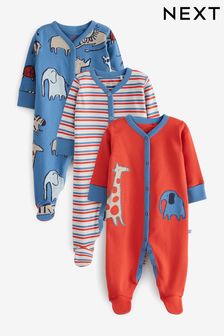 Roșu/bleumarin Albastru animale - Pachet de 3 pijamale întregi pentru bebeluși (0 luni - 3 ani) (U68426) | 166 LEI - 182 LEI