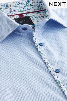 藍色 - 修身款剪裁單袖口 - 滾邊襯衫 (U68500) | HK$310