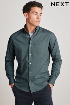 深藍色 - 標準款剪裁單袖口 - 易燙紐扣牛津襯衫 (U68501) | NT$840