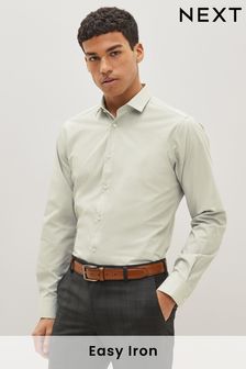 灰綠色 - 修身款剪裁單袖口 - 免燙襯衫 (U68506) | NT$760