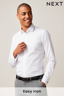 White Slim Fit Easy Care Double Cuff Shirt (U68616) | R281