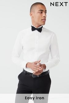 White Slim Fit Easy Care Single Cuff Wing Collar Shirt (U68621) | $31