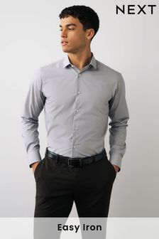 Grey Slim Fit Easy Care Single Cuff Shirt (U68624) | 28 €