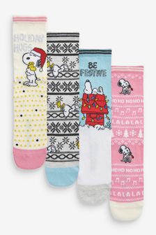 Pink/Cream Snoopy Ankle Socks 4 Pack (U68630) | €15.50