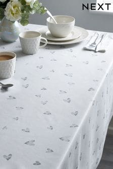 Grey Hearts Wipe Clean Tablecloth Wipe Clean Table Cloth