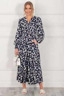 Jolie Moi Nancy Blue Long Sleeve Maxi Dress (U68826) | ₪ 396