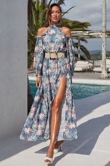Aqua Blu Cotton-Silk Blend Maxi Dress (U68834) | ₪ 1,327
