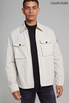 Beżowa lekka kurtka koszulowa Calvin Klein z recyklingu (U68887) | 505 zł