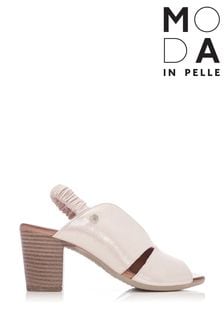 Moda In Pelle Natural Cut Out V Cut Block Heeled Sandals (U69221) | ₪ 373