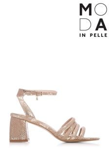 Moda In Pelle Gold Flared Block Heel With 4 Vamp Straps (U69238) | ₪ 373