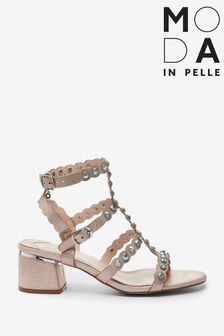 Moda In Pelle Gold Multi Strap Block Heel Sandals (U69248) | ₪ 373