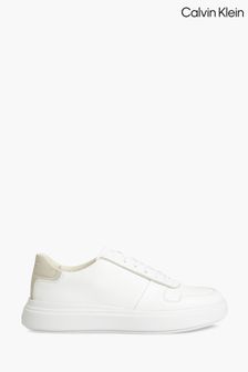 Calvin Klein Low Top Lace Up White Trainers (U69309) | $308