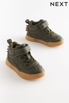 Khaki Green Warm Lined Easy Fastening High Top Spike Boots (U69310) | €36 - €41